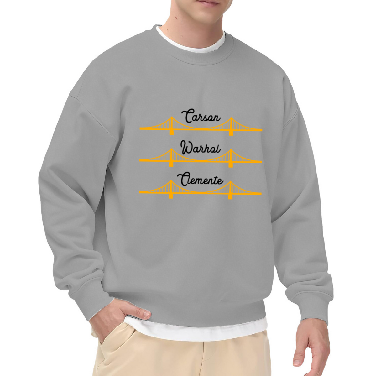 Three Golden Bridge Carson Warhal Clemente Art Crewneck Sweatshirt