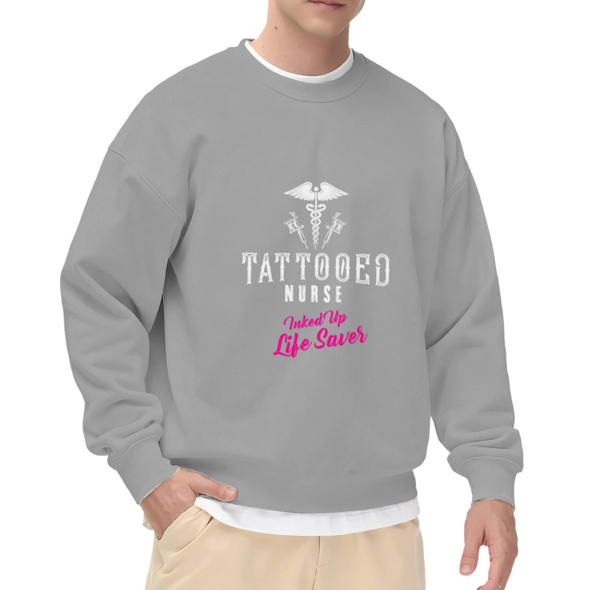 Tattooed Nurse Inked Up Life Saver Medical Crewneck Sweatshirt