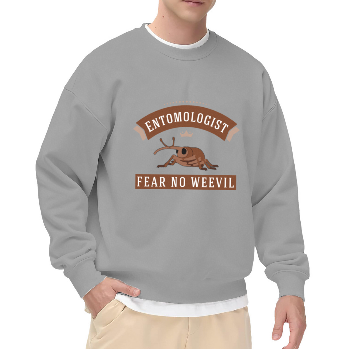 Entomologist Fear No Weevil Bug Lover Crewneck Sweatshirt Insect Themed Graphic Pullover