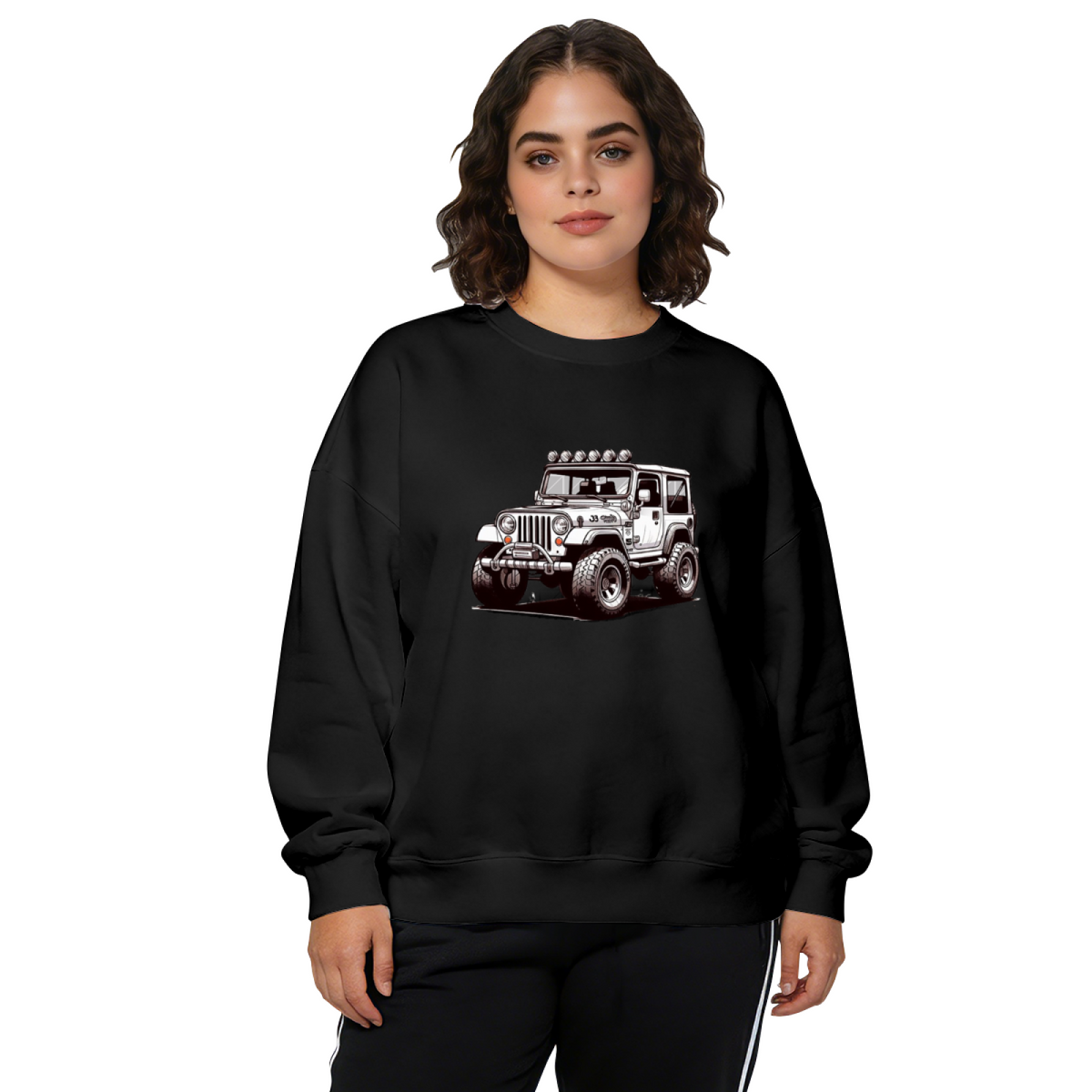 Retro Off?Road Jeep Adventure Graphic Crewneck Sweatshirt