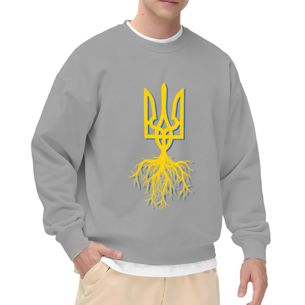 Ukrainian Trident With Root Heritage Symbol Crewneck Sweatshirt