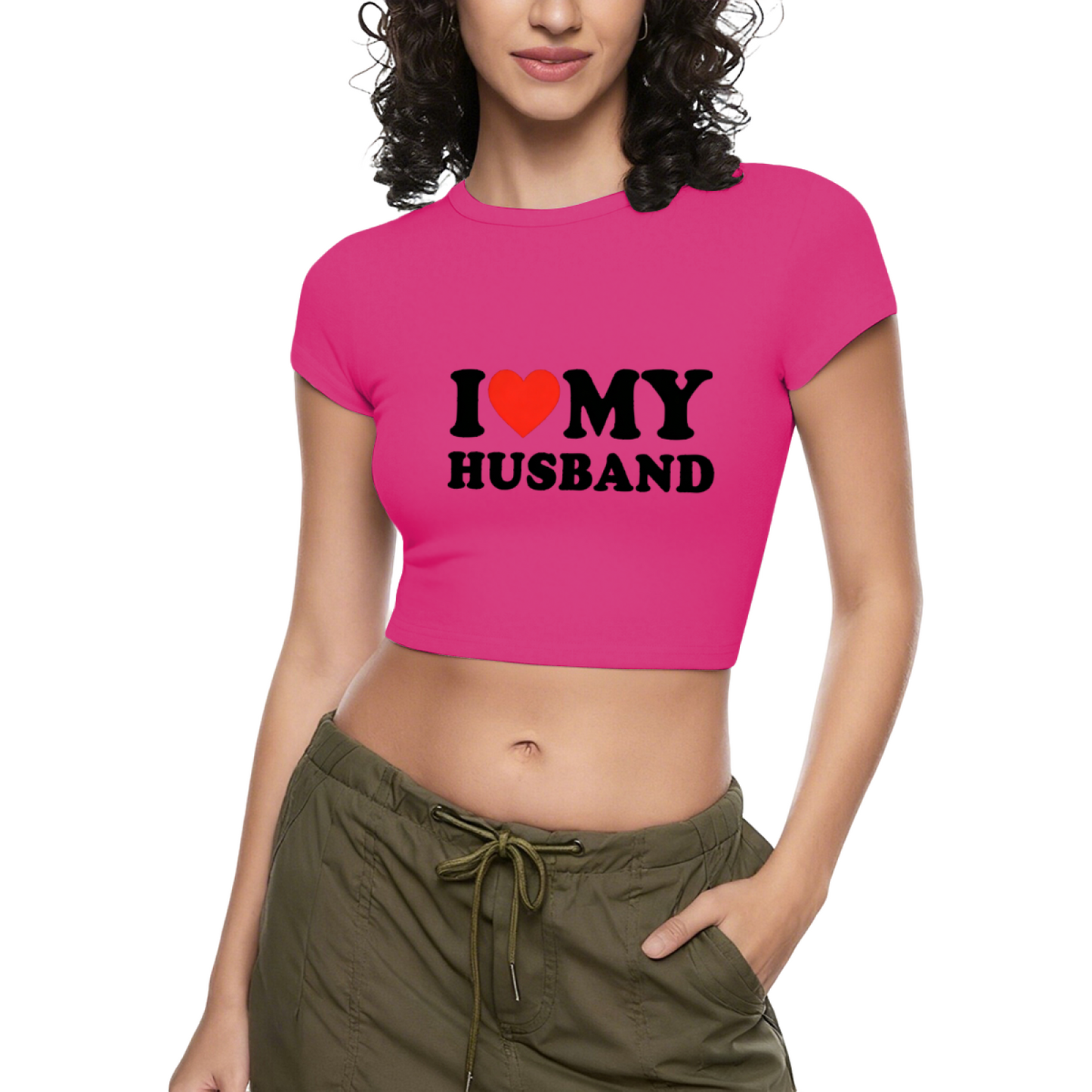Classic I Love My Husband Heart Grey Casual Crop Top
