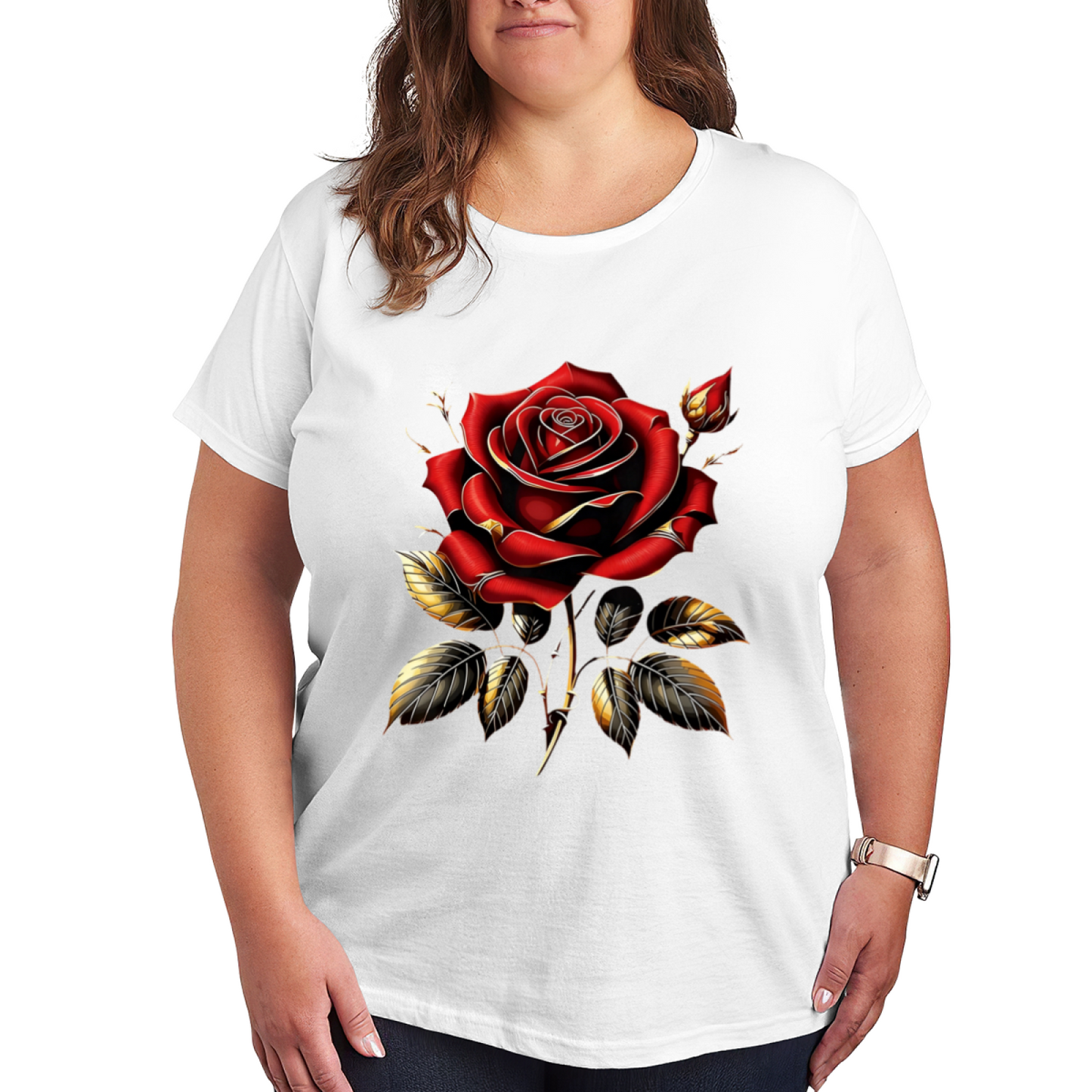 Dark Blood Red Thorn Roses Gothic Edgy Graphic Tee