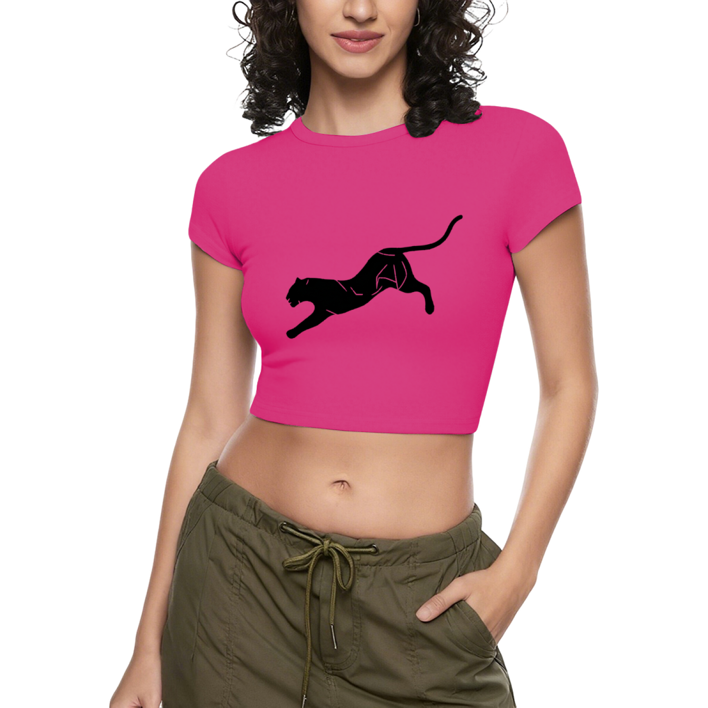 Minimal Black Panther Streetwear Grey Crop Top