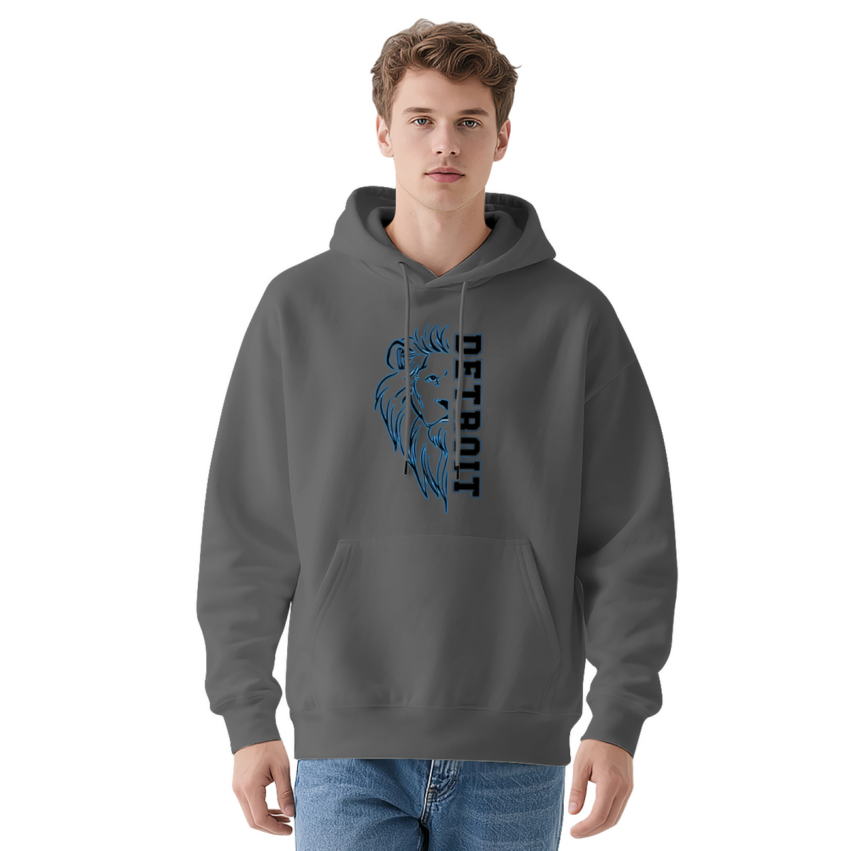 Bold Detroit Lion Mascot Statement Hoodie