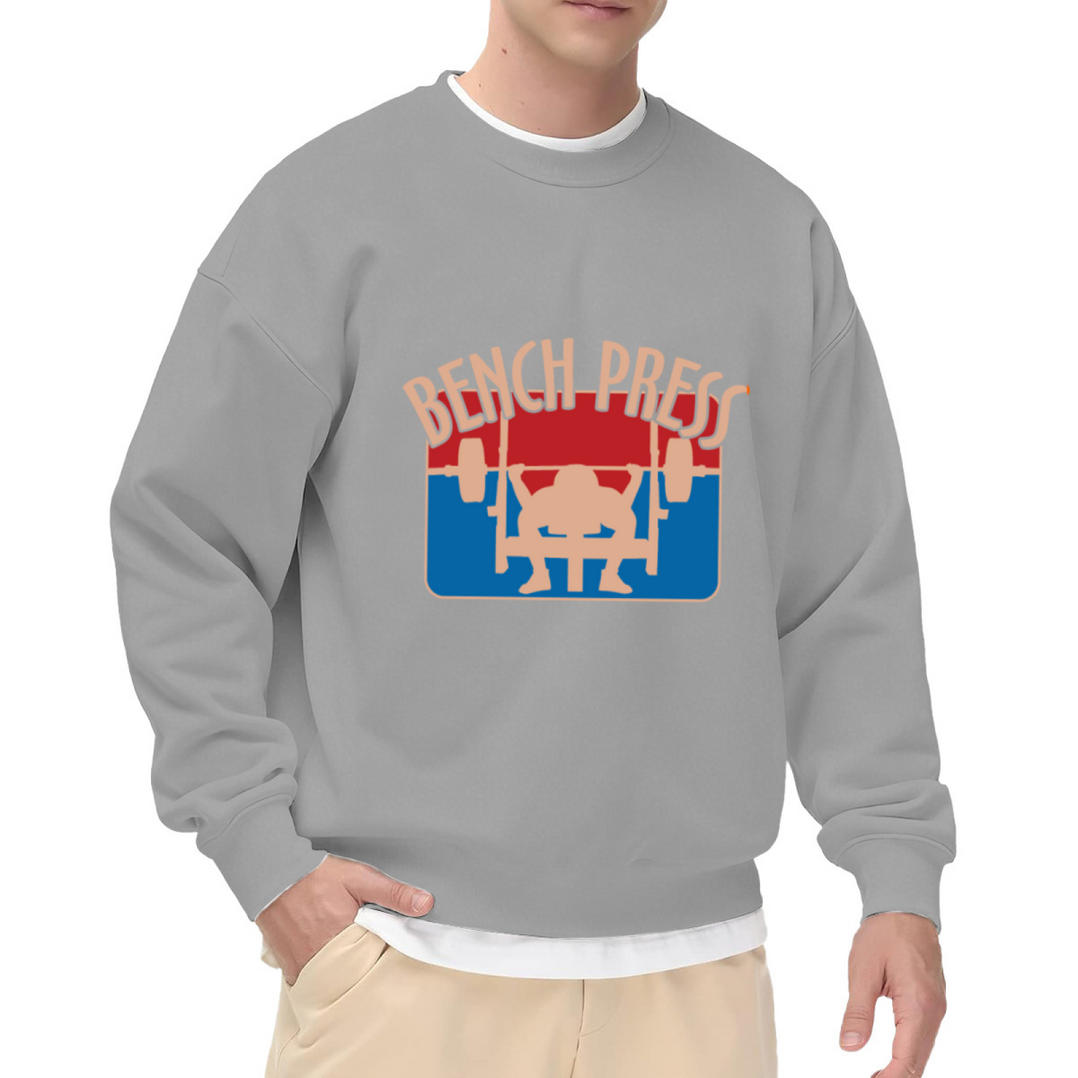 Retro Bench Press Weightlifting Gym Crewneck Sweatshirt