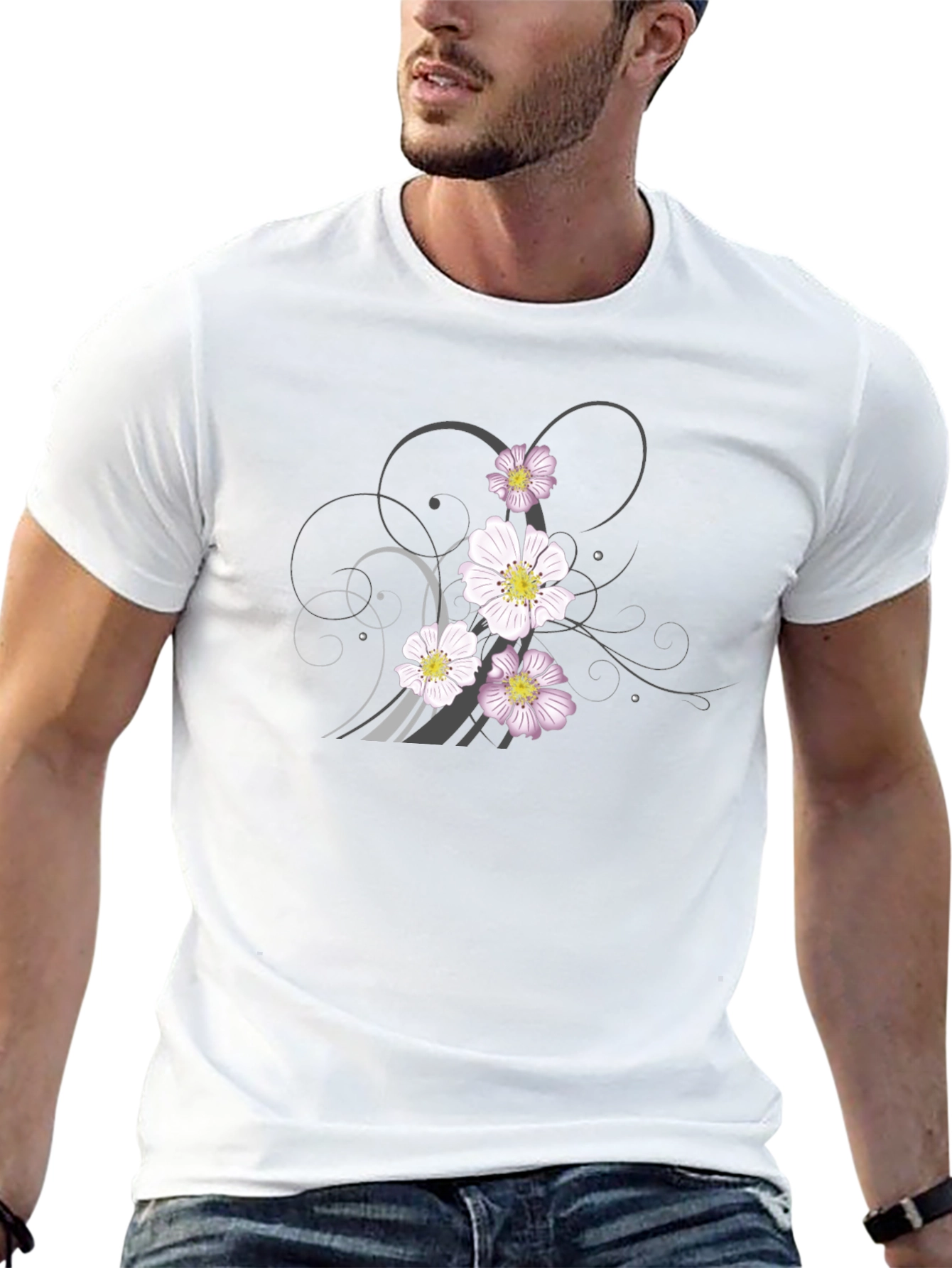 Floral Graphic Black T-Shirt