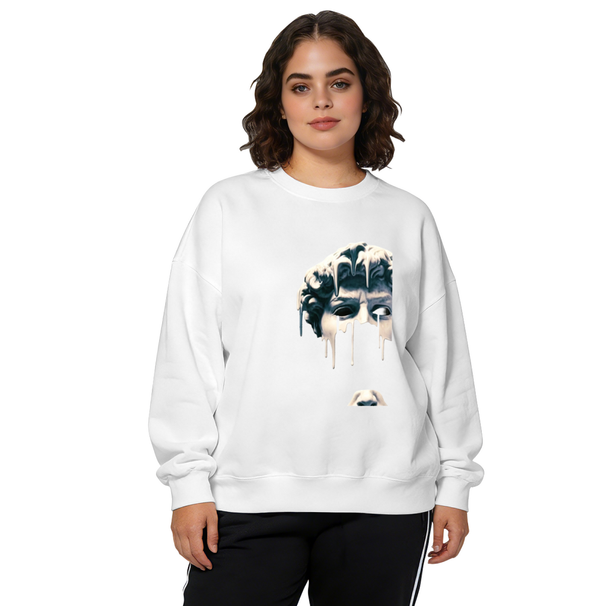 Melting David Sculpture Art Crewneck Sweatshirt