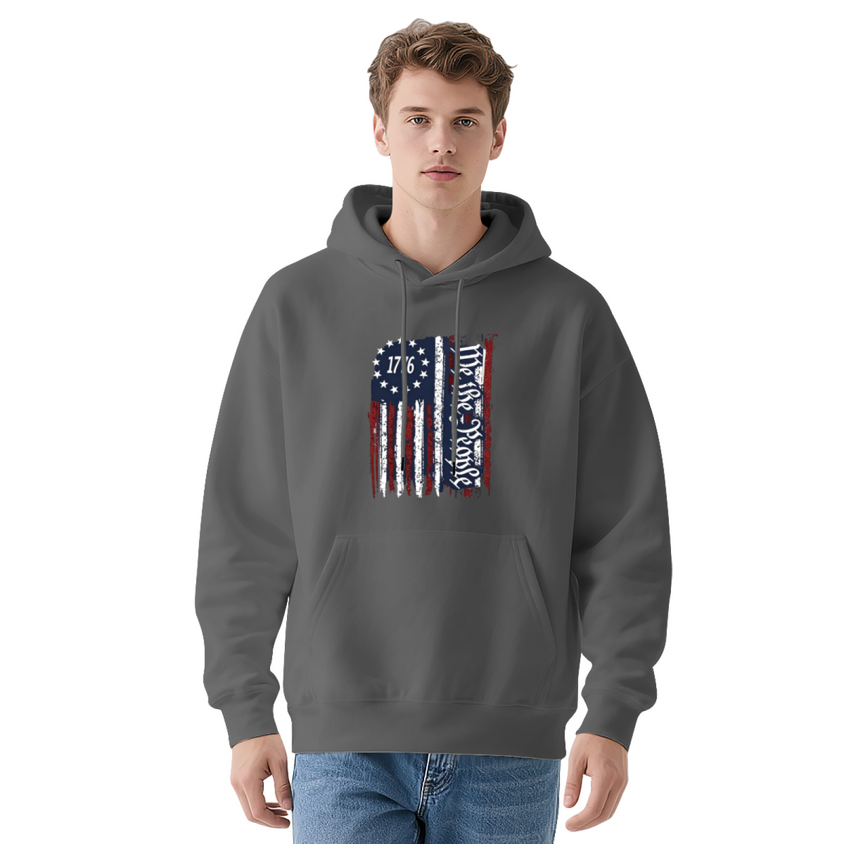 Vintage 1776 American Flag Patriotic Graphic Hoodie