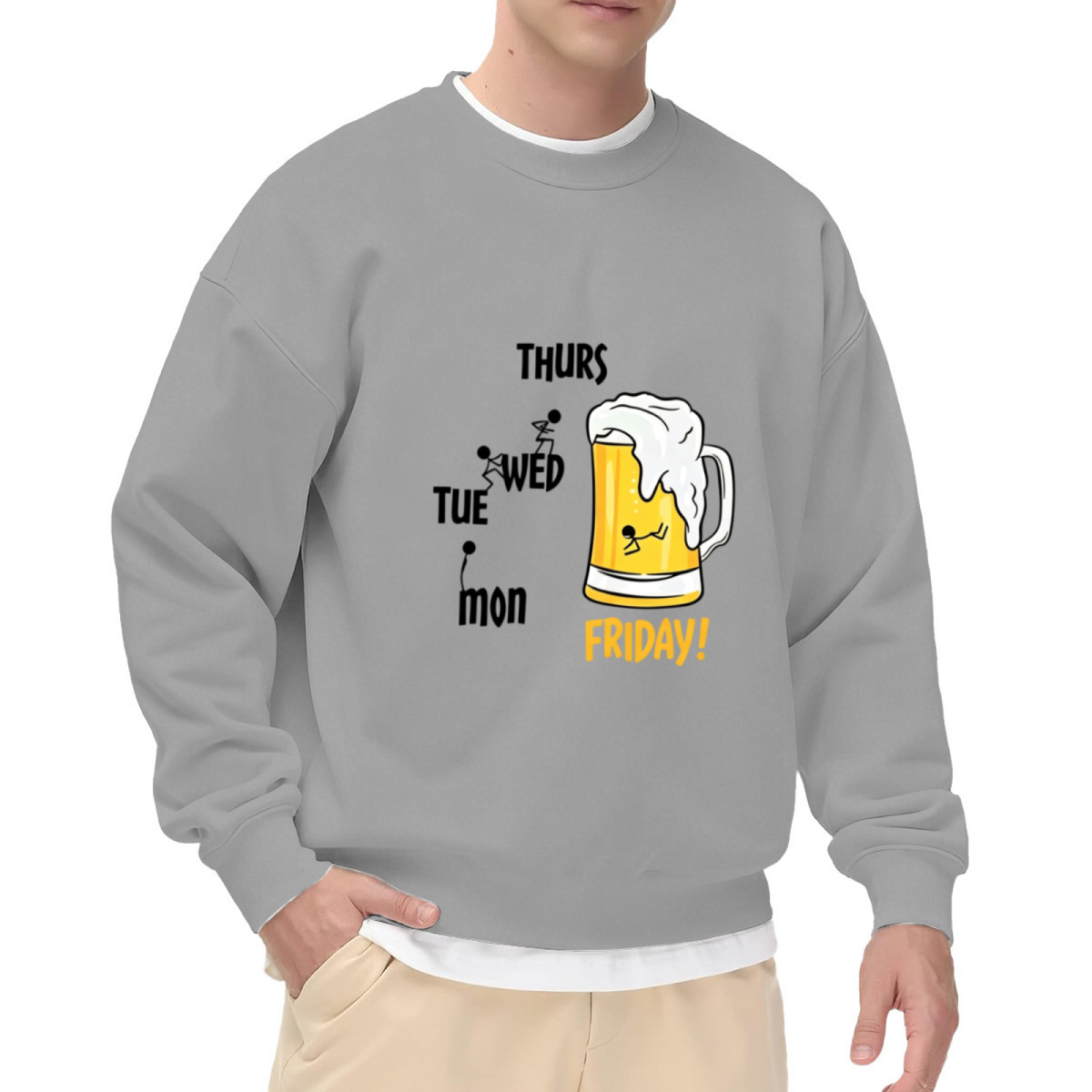 Funny Weekdays To Friday Beer Graphic Crewneck Sweatshirt