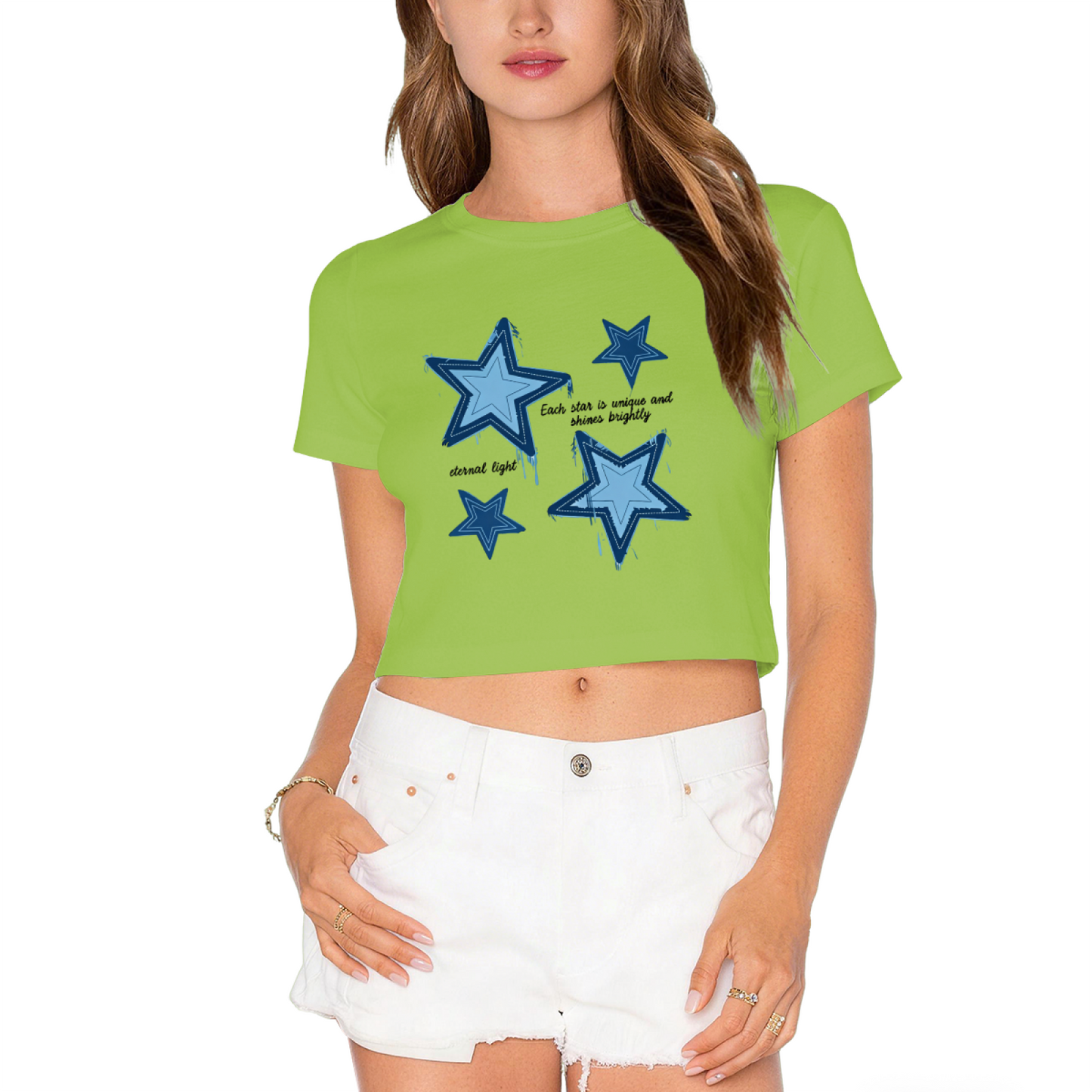Shine Bright Unique Star Y2K Crop Tee