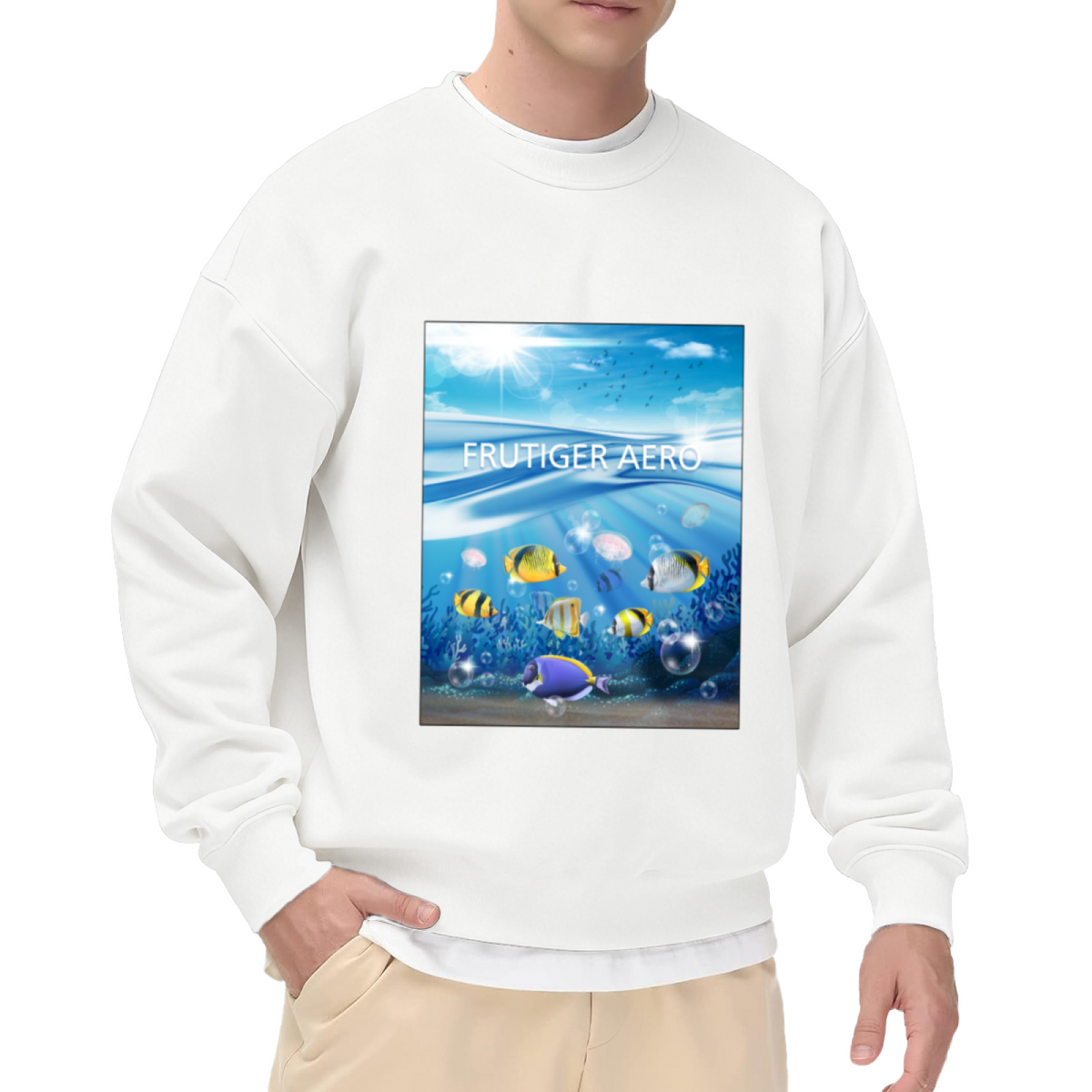 Frutiger Aero Ocean Tropical Fish Graphic Crewneck Sweatshirt
