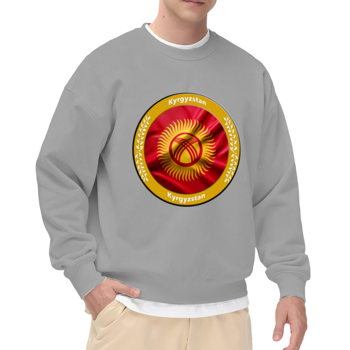 Kyrgyzstan National Emblem Patriotic Crewneck Sweatshirt