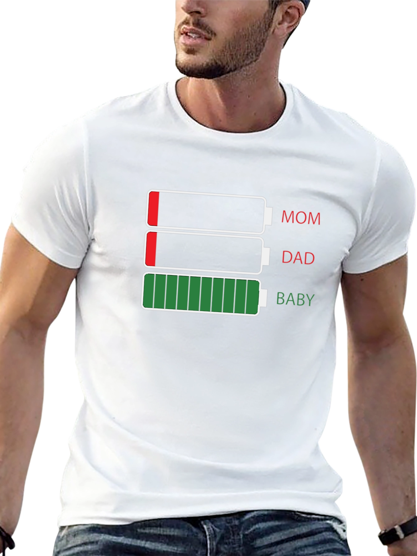 Funny Mom Dad Baby Battery T-Shirt