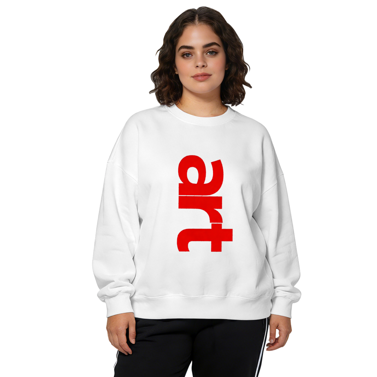 Bold Red ART Letter Street?Style Crewneck Sweatshirt