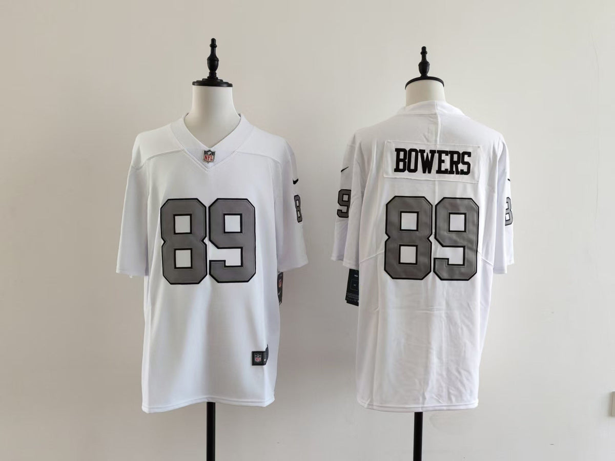 Men's Oakland Raiders Brock Bowers Jersey - White-Silver Numbers