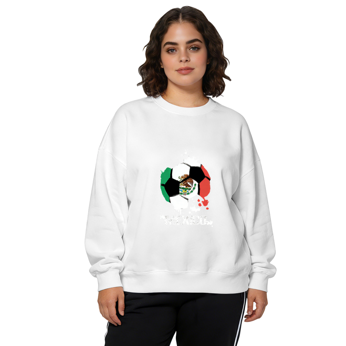 Mexico Soccer Splash Paint National Pride Crewneck Sweatshirt