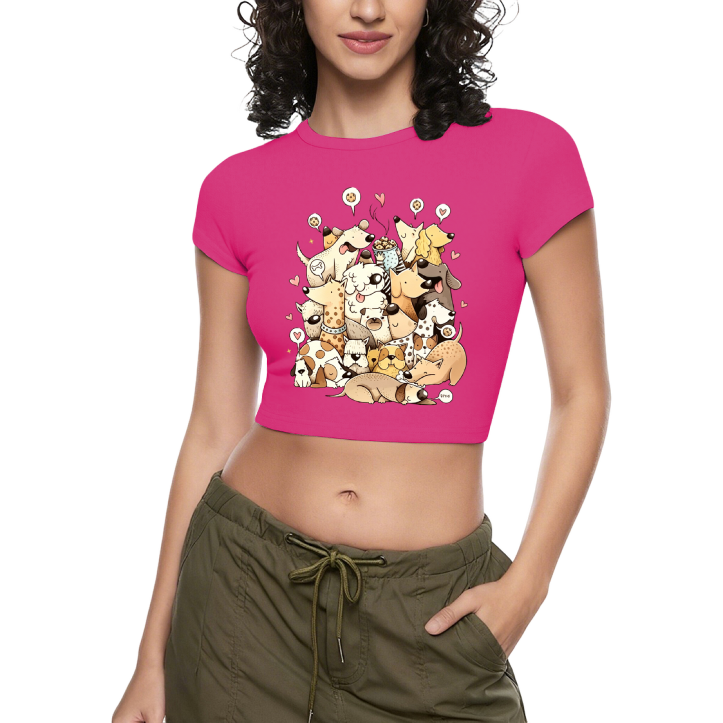Pile of Cute Puppies Doodle Y2K Crop Top