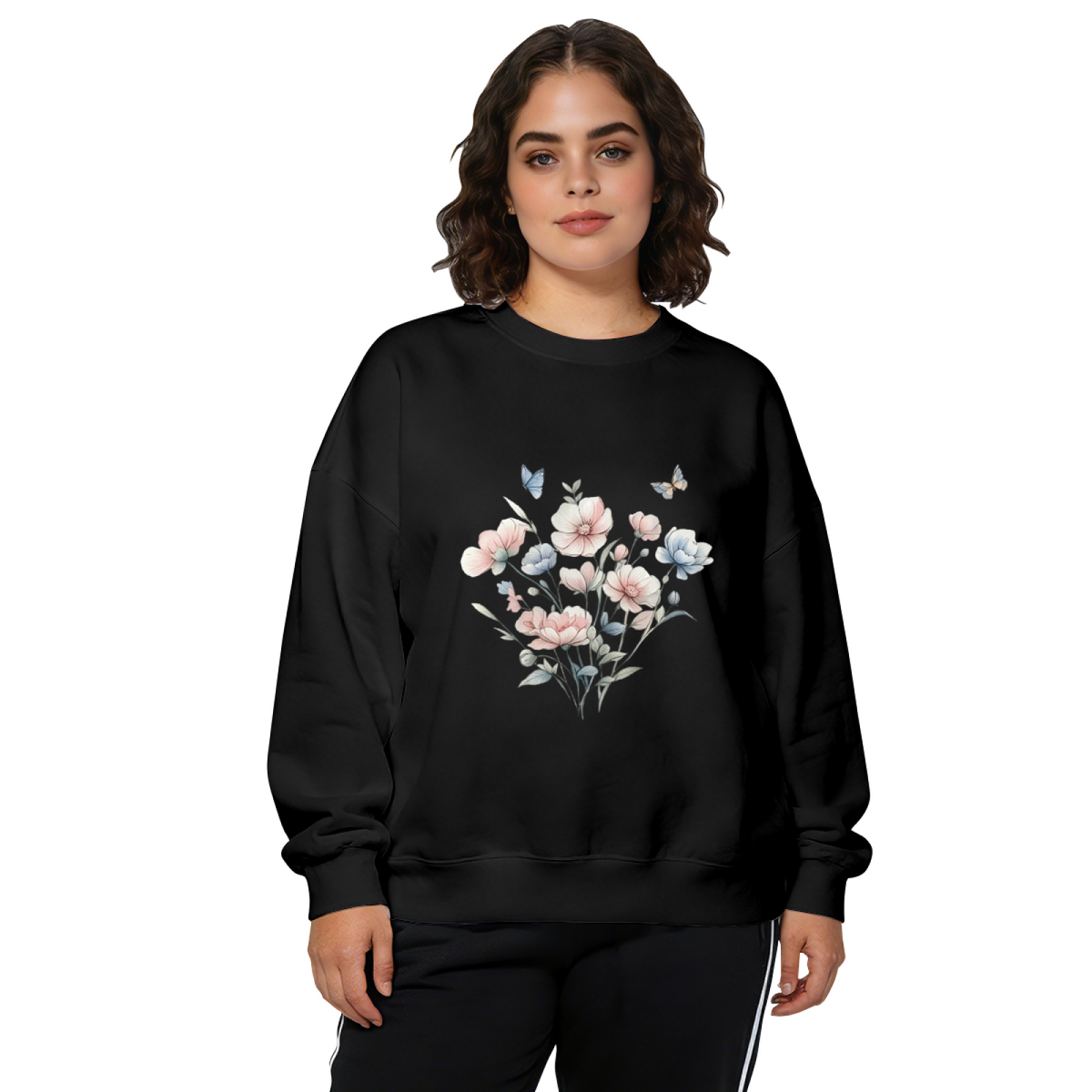 Soft Watercolor Pastel Floral Bouquet Crewneck Sweatshirt