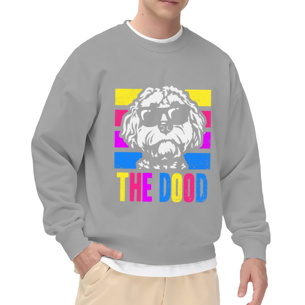 The Dood Cool Goldendoodle Dog Retro Colorful Crewneck Sweatshirt