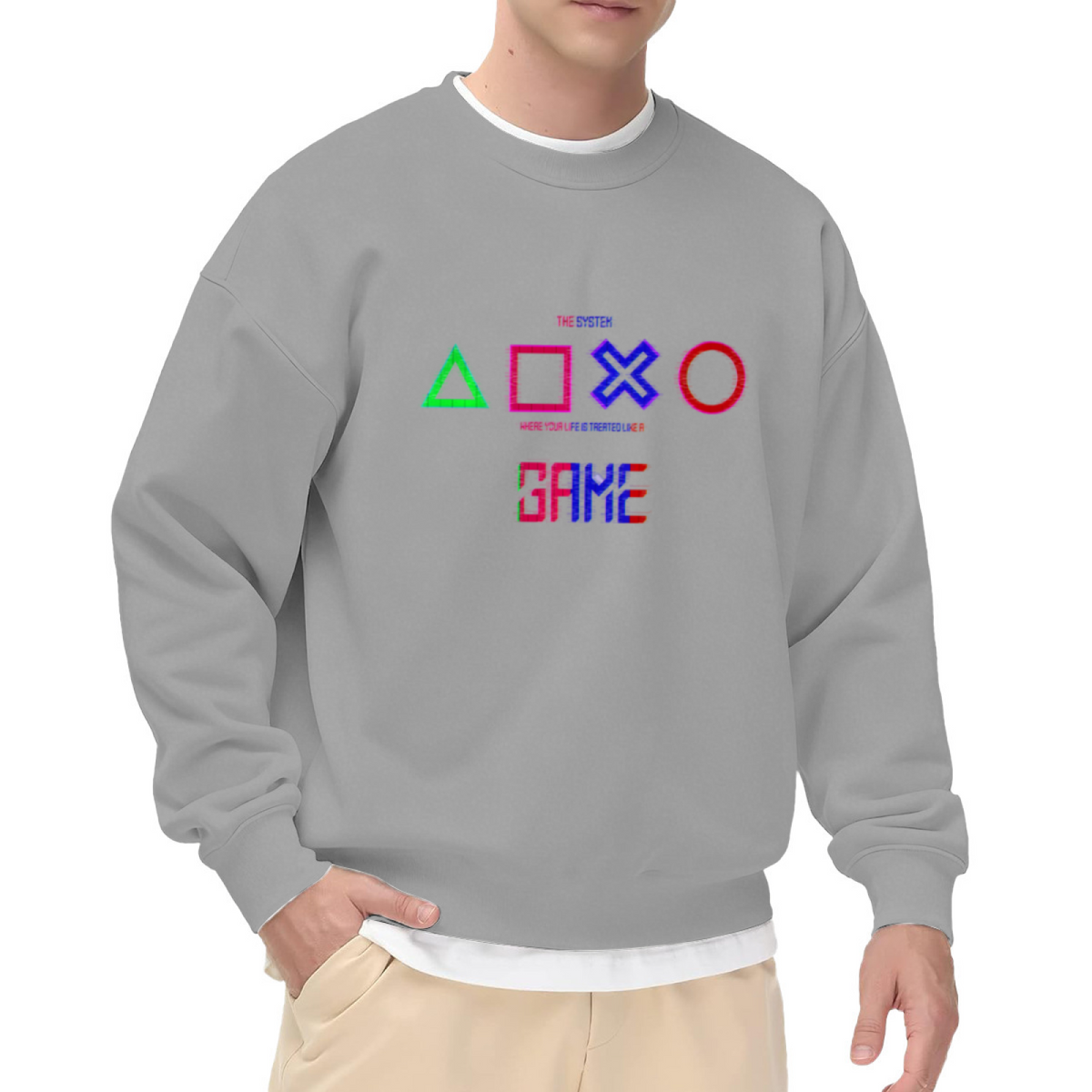 Glitch Game Buttons THE SYSTEM GAME Graphic Sweatshirt