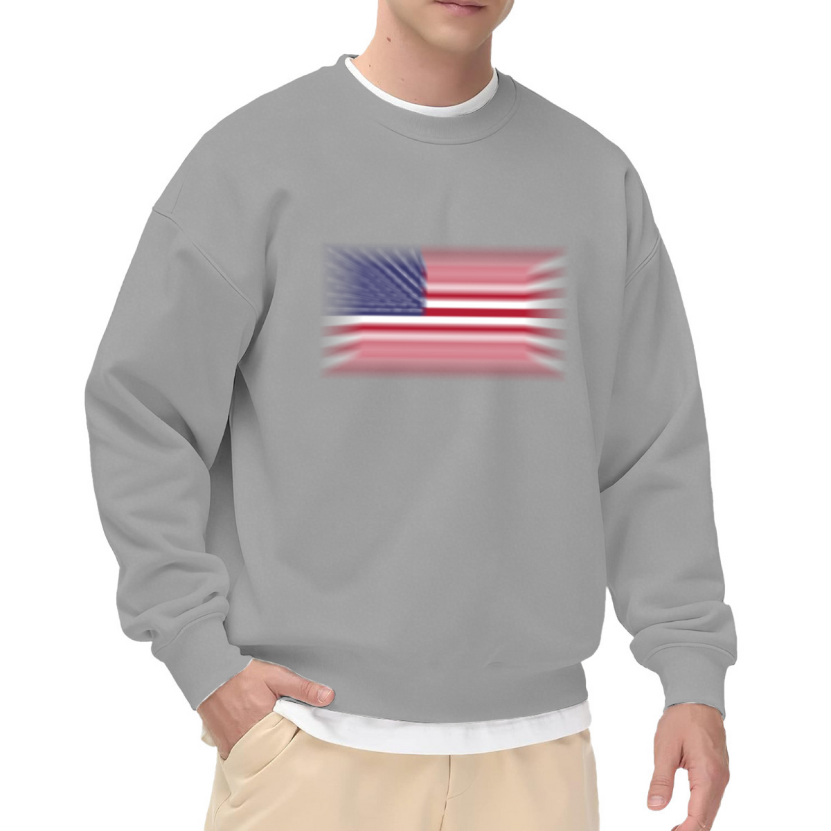 Blur Effect American Flag Patriotic Crewneck Sweatshirt