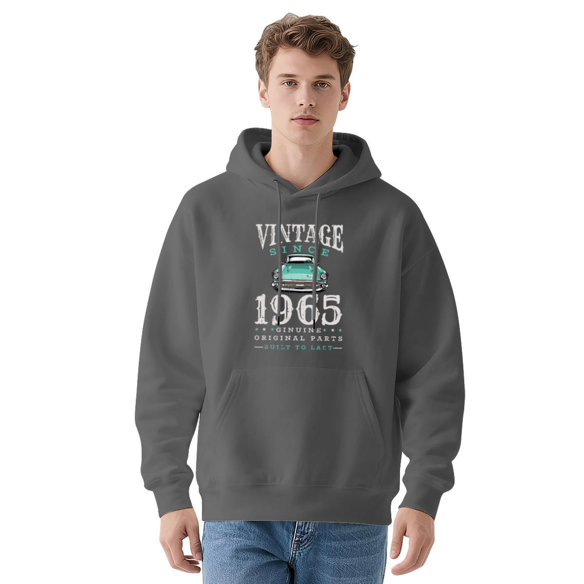 Vintage Since 1965 Classic Car Retro Hoodie, Timeless Comfort Red Top