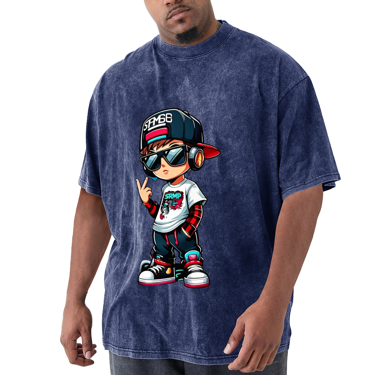 Cool Hip Hop Cartoon Boy With Headphones & Cap