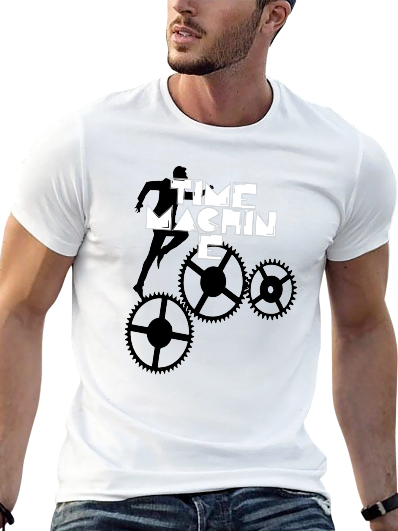 Time Machine Graphic Tee - Stylish Black Cotton T-Shirt