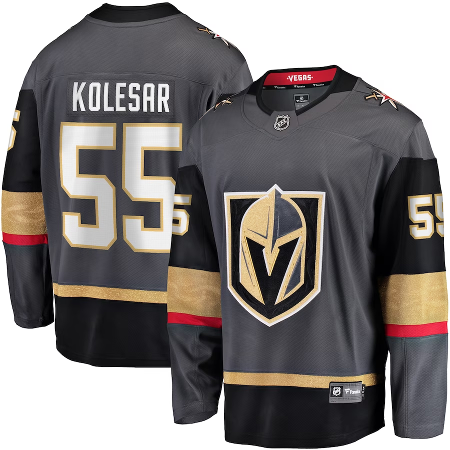 Men's Vegas Golden Knights Keegan Kolesar #55 Gray Alternate Breakaway Player Jerseys