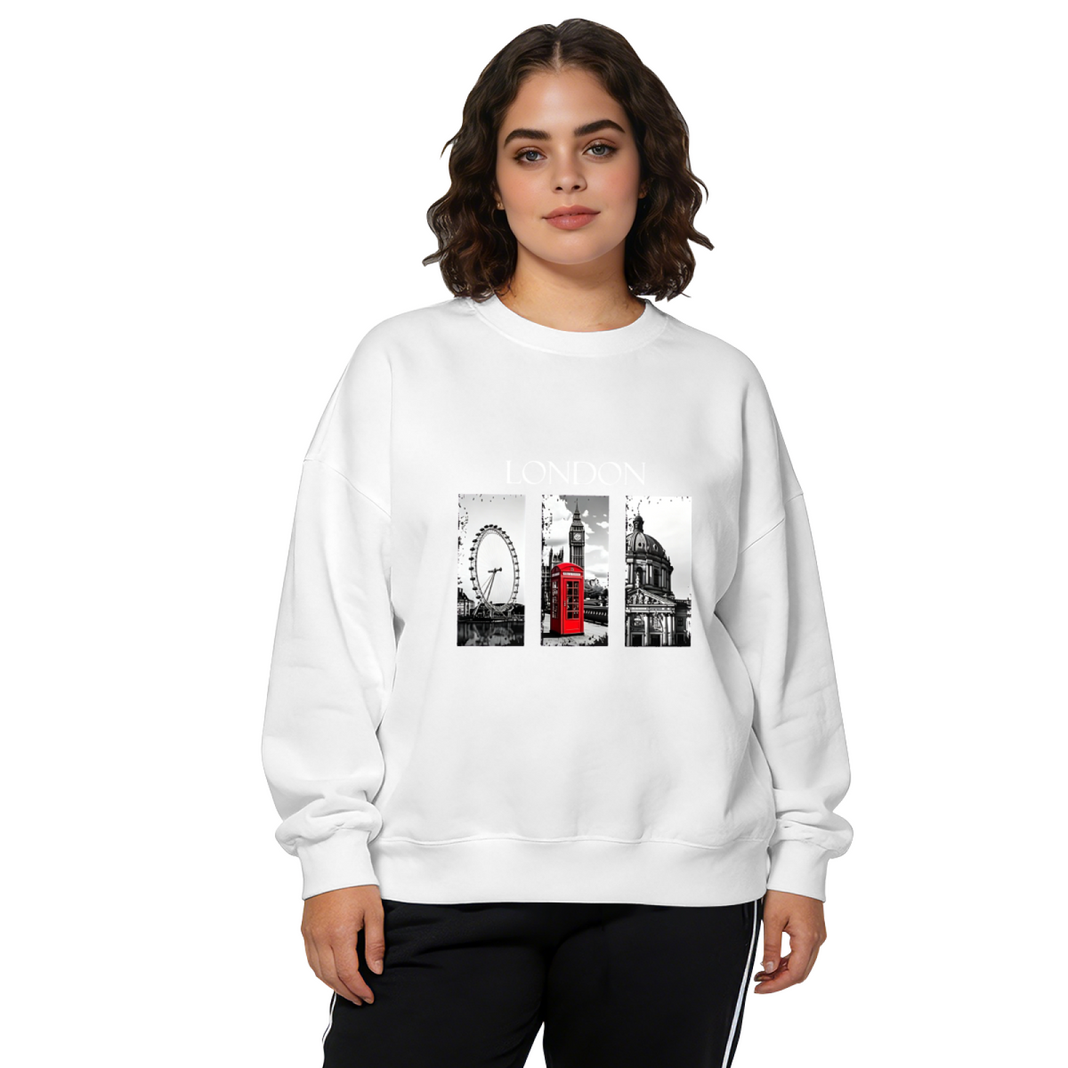 Classic London City Landmark Collage Crewneck Sweatshirt