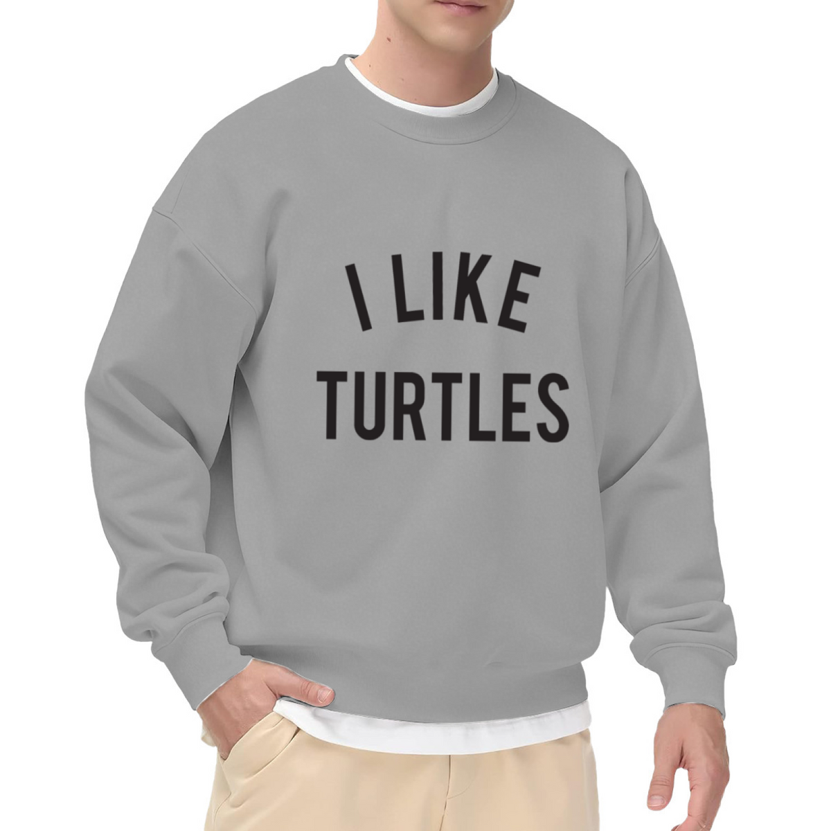 Simple I Like Turtles Cute Statement Crewneck Sweatshirt