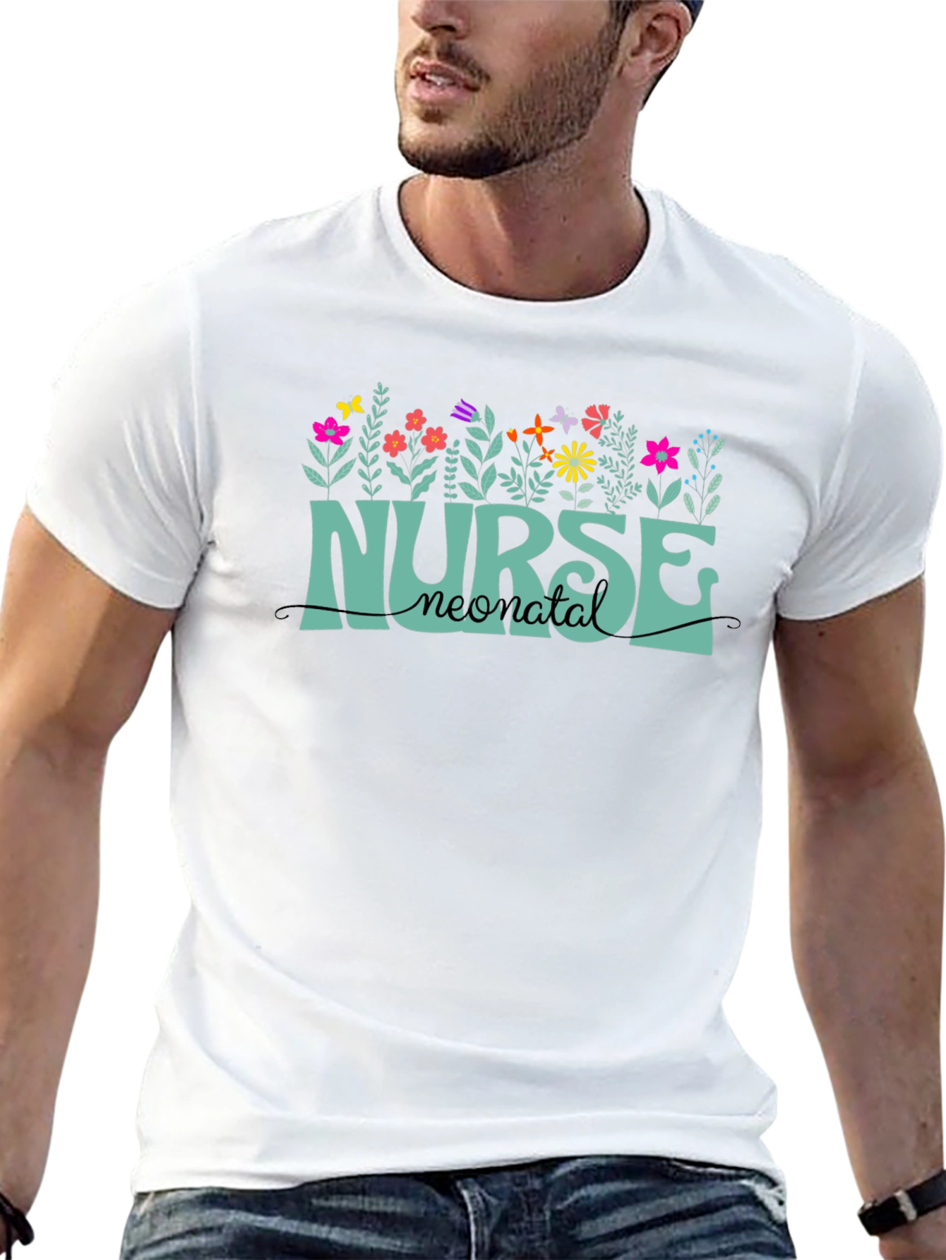 Neonatal Nurse T-Shirt - Floral Design