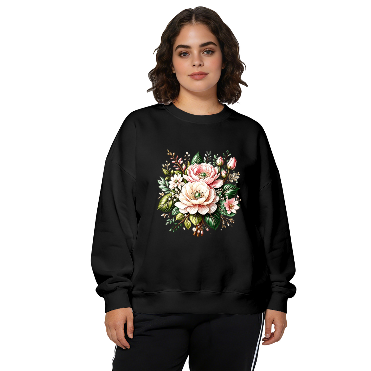 Vintage Peony Bouquet Floral Art Crewneck Sweatshirt