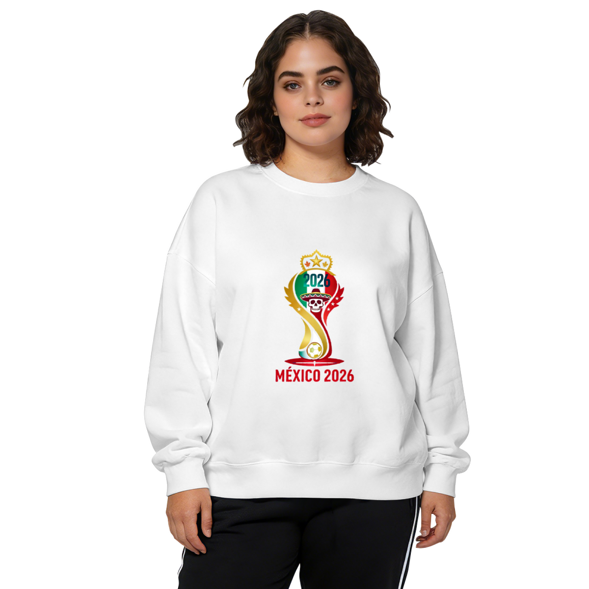 Mexico 2026 World Cup Skull Trophy Fan Crewneck Sweatshirt