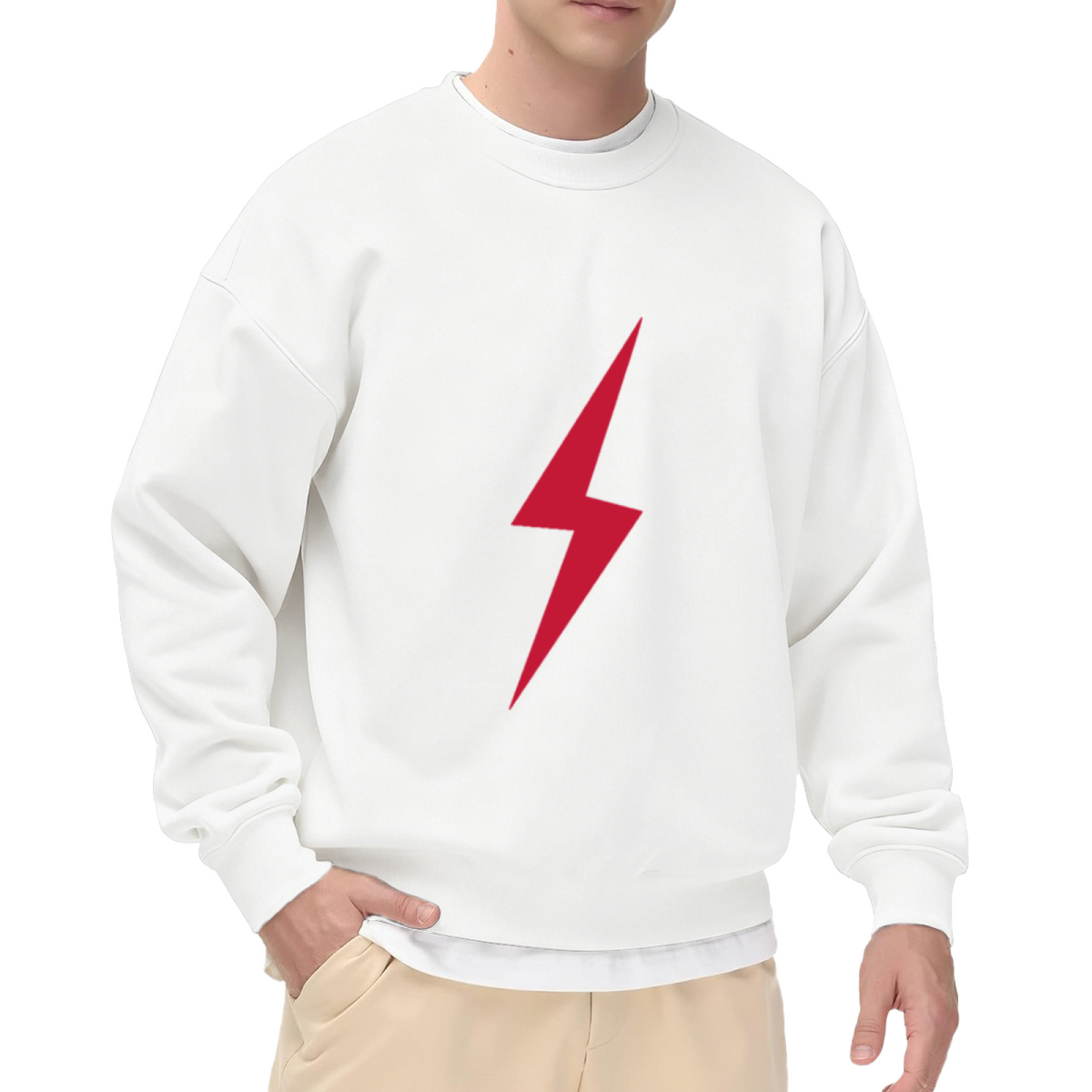 Bold Red Lightning Bolt Simple Minimalist Crewneck Sweatshirt