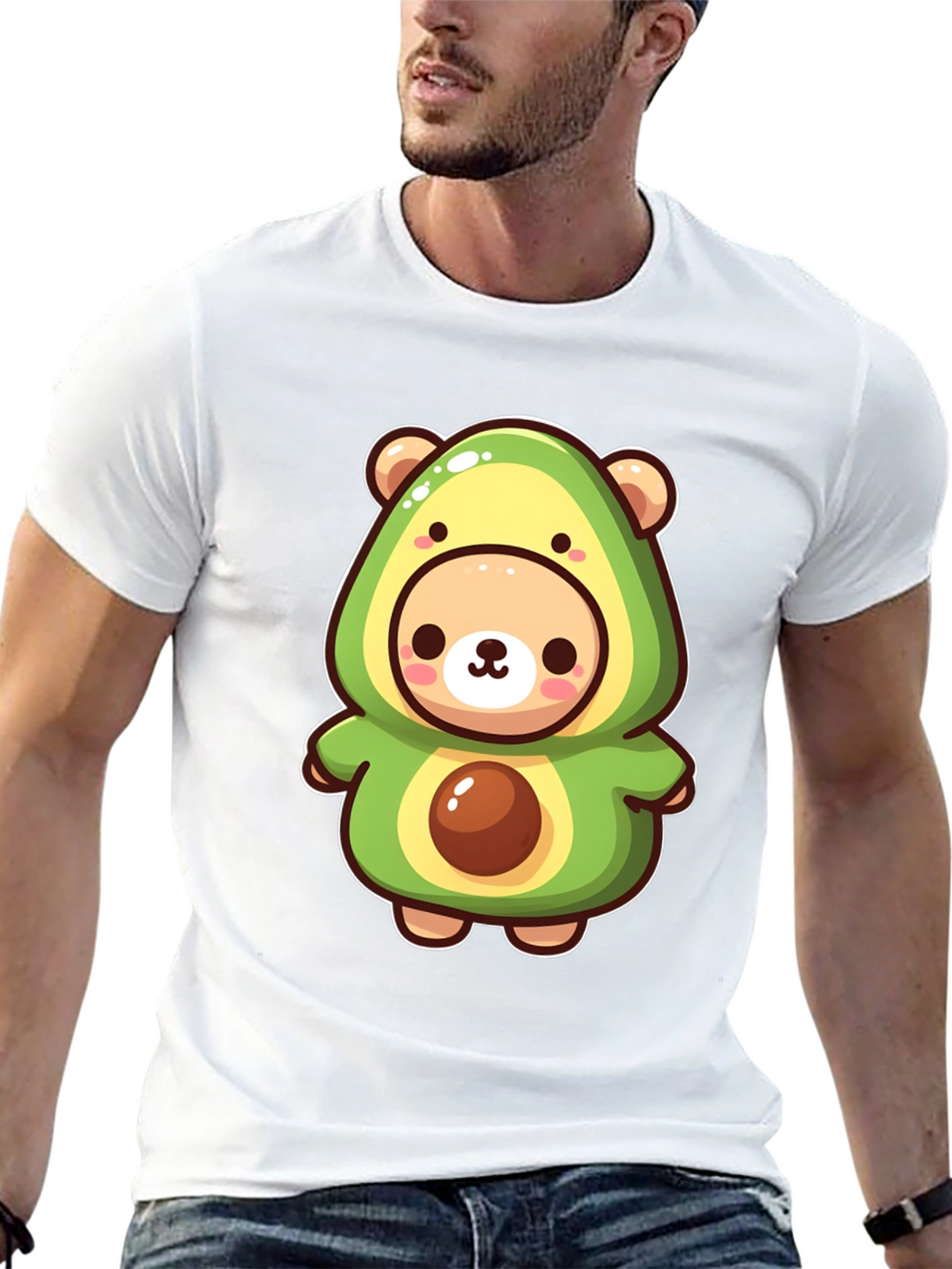 Cute Avocado Bear Black T-Shirt