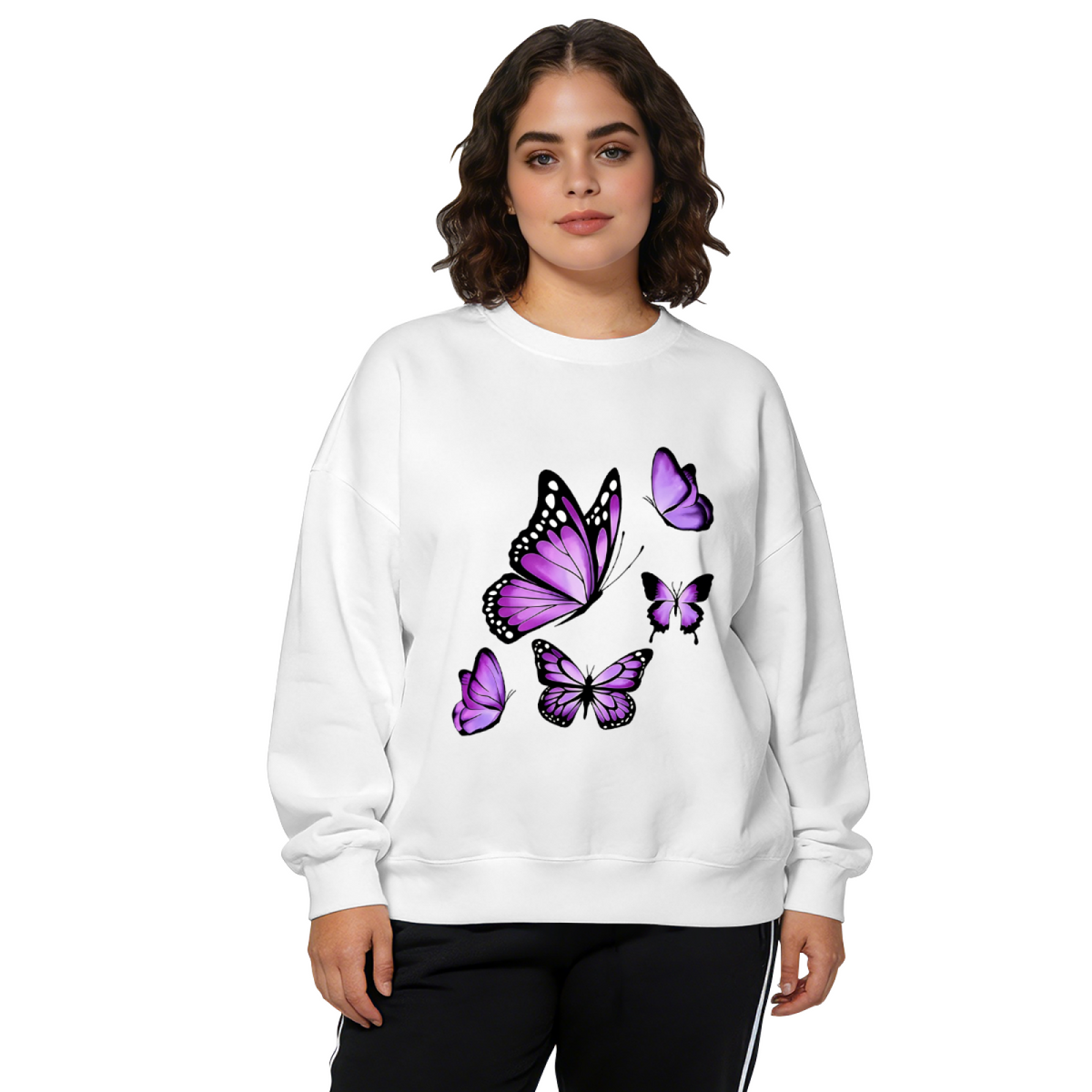Stunning Purple Monarch Butterflies Art Crewneck Sweatshirt
