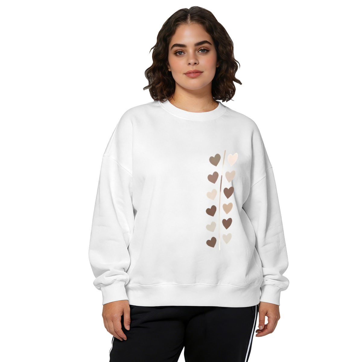 Minimal Vertical Heart Print Crewneck Sweatshirt