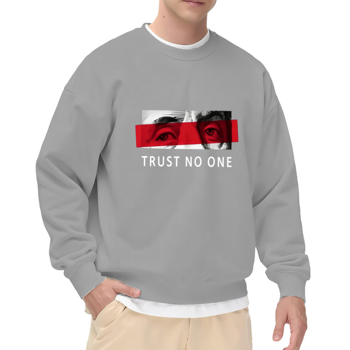 Edgy Trust No One Eye Art Crewneck Sweatshirt