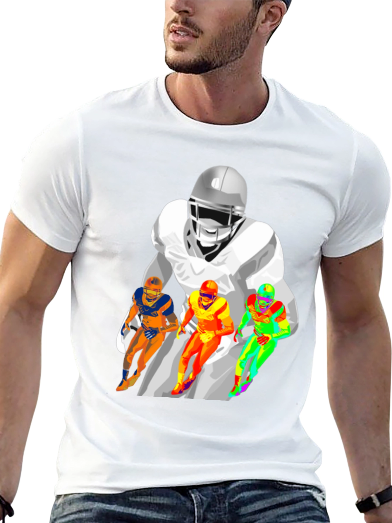Football Player Graphic T-Shirt - Black