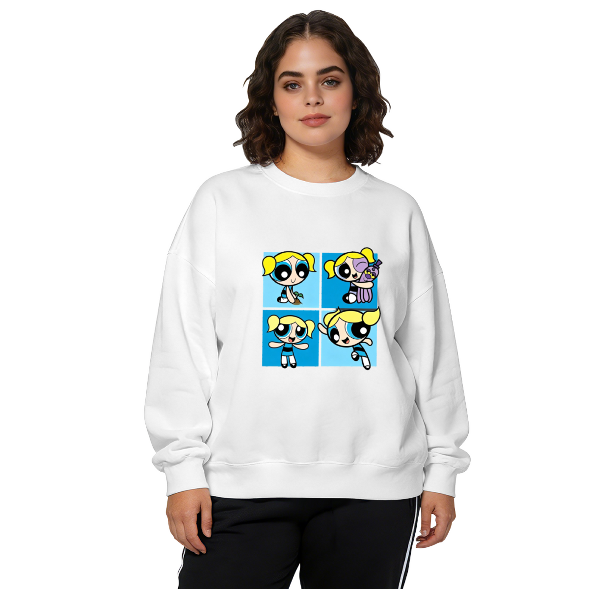 Bubbles Powerpuff Girls Retro Cartoon Crewneck Sweatshirt