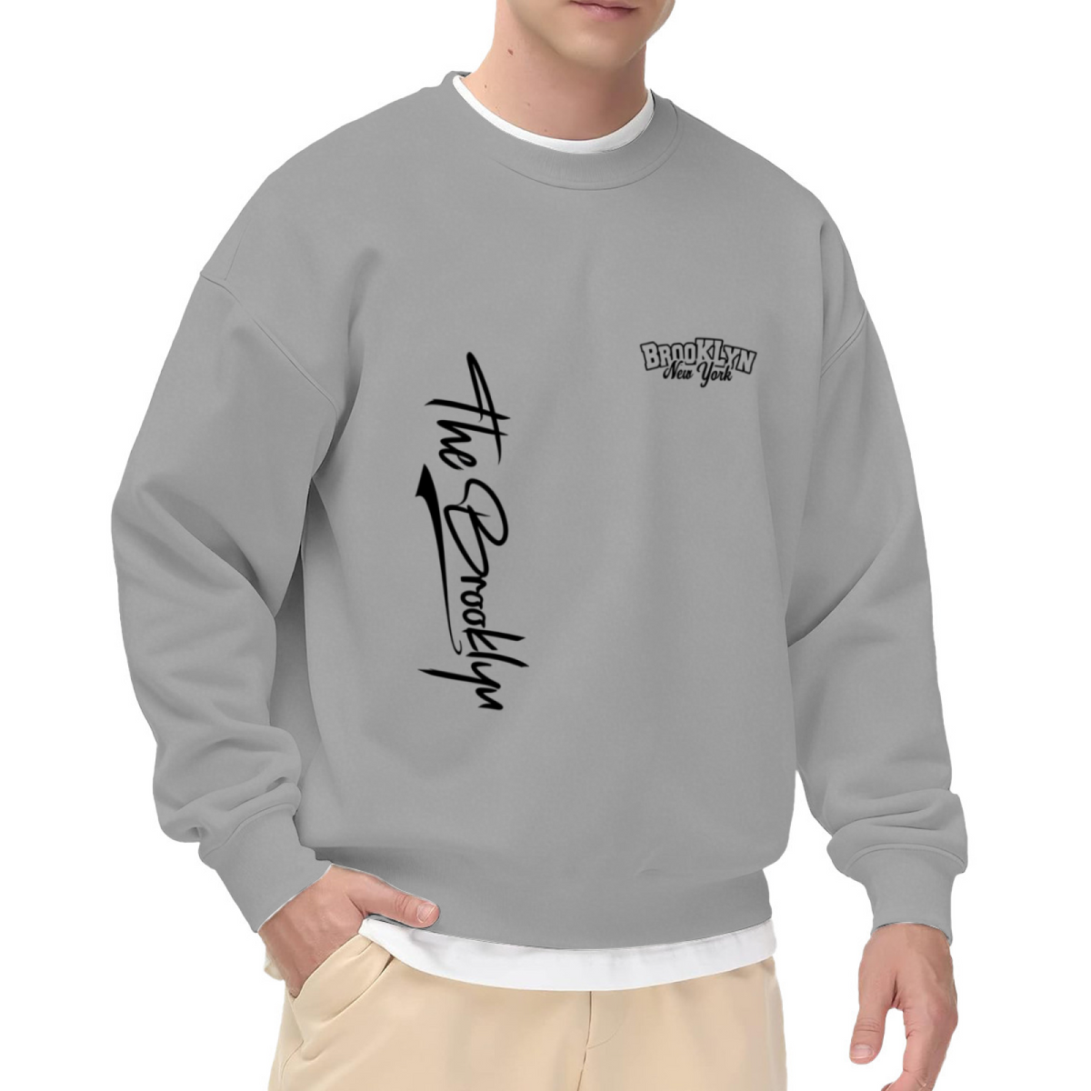 Double?Sided The Brooklyn Cursive Letter Crewneck Sweatshirt