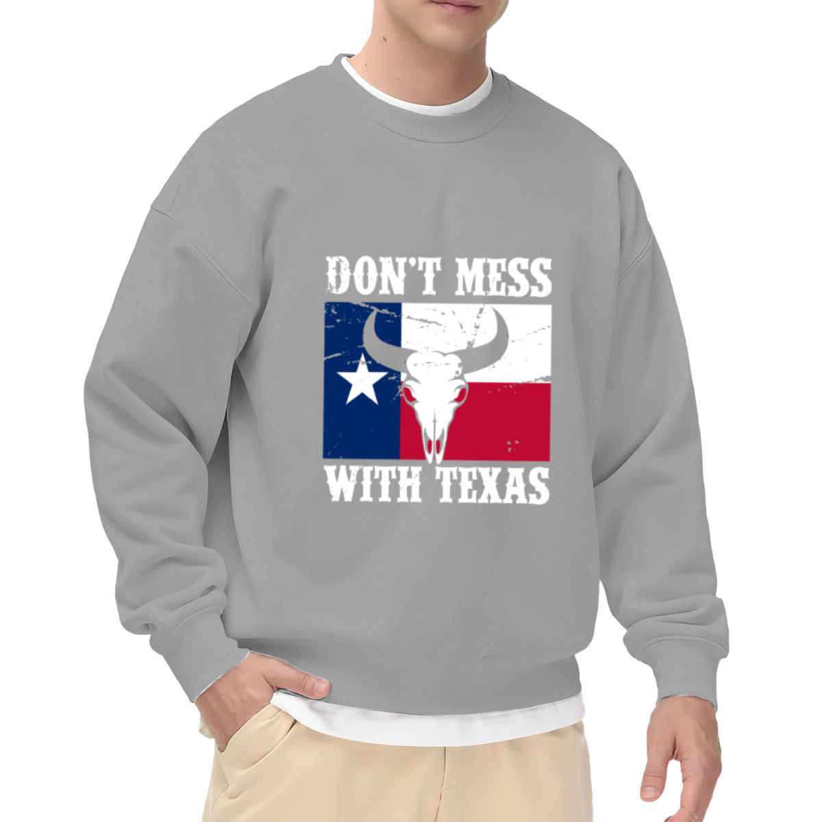 Don¡¯t Mess With Texas Flag Longhorn Pride Crewneck Sweatshirt