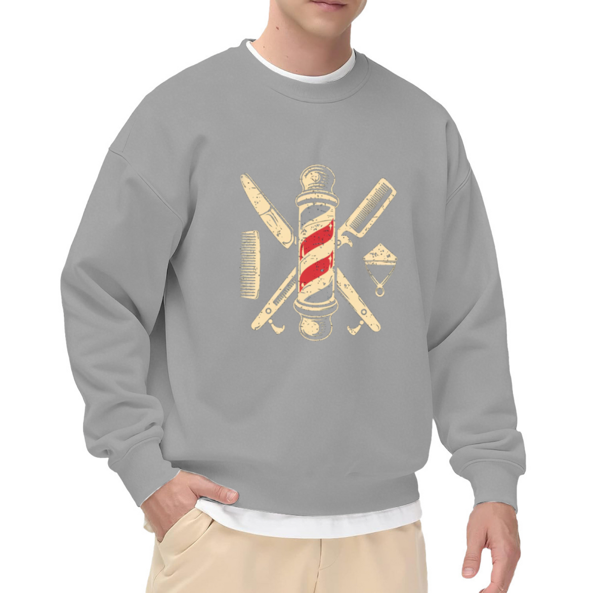 Retro Barber Tools Barber Shop Pole Vintage Hairstylist Crewneck Sweatshirt