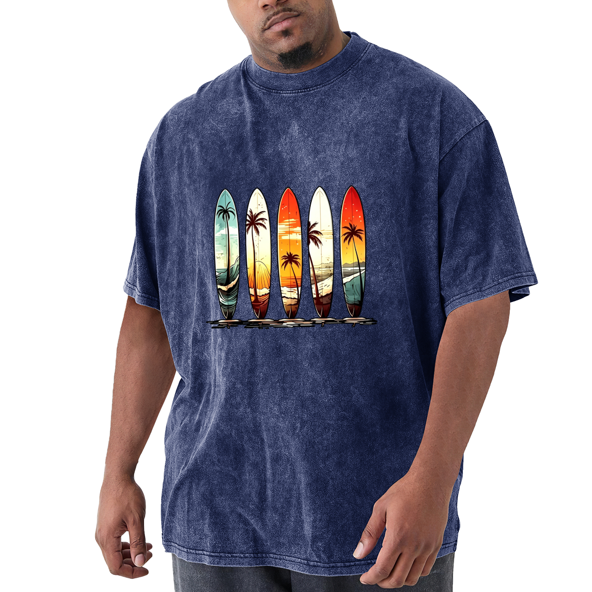 Retro Sunset Palm Tree Surfboards Beach Graphic