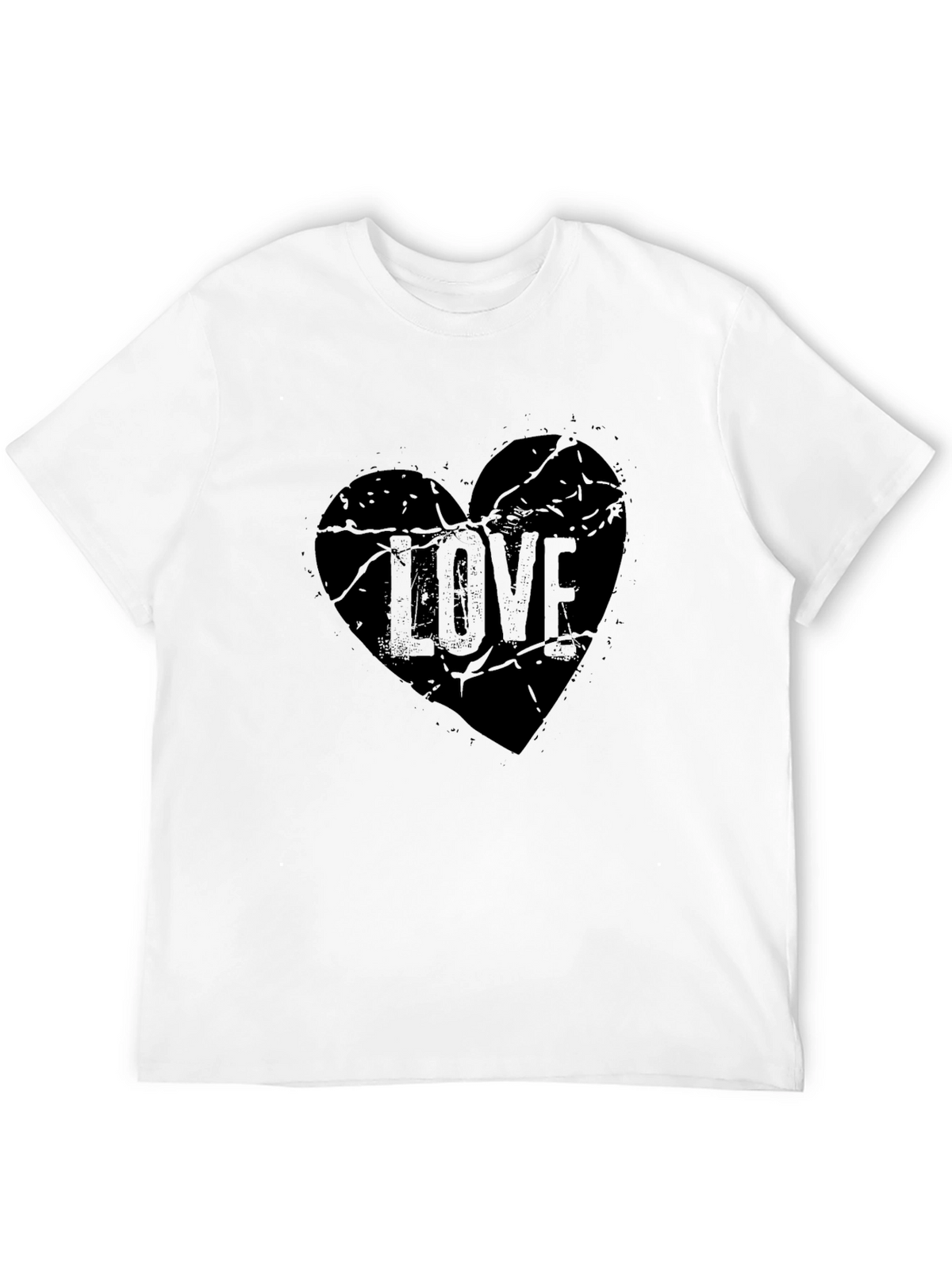 Distressed Love Heart Graphic Tee - Black