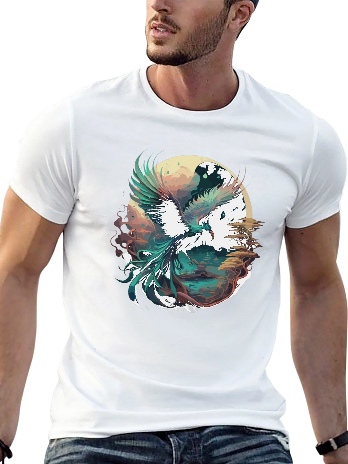 Phoenix Graphic Print Black T-Shirt
