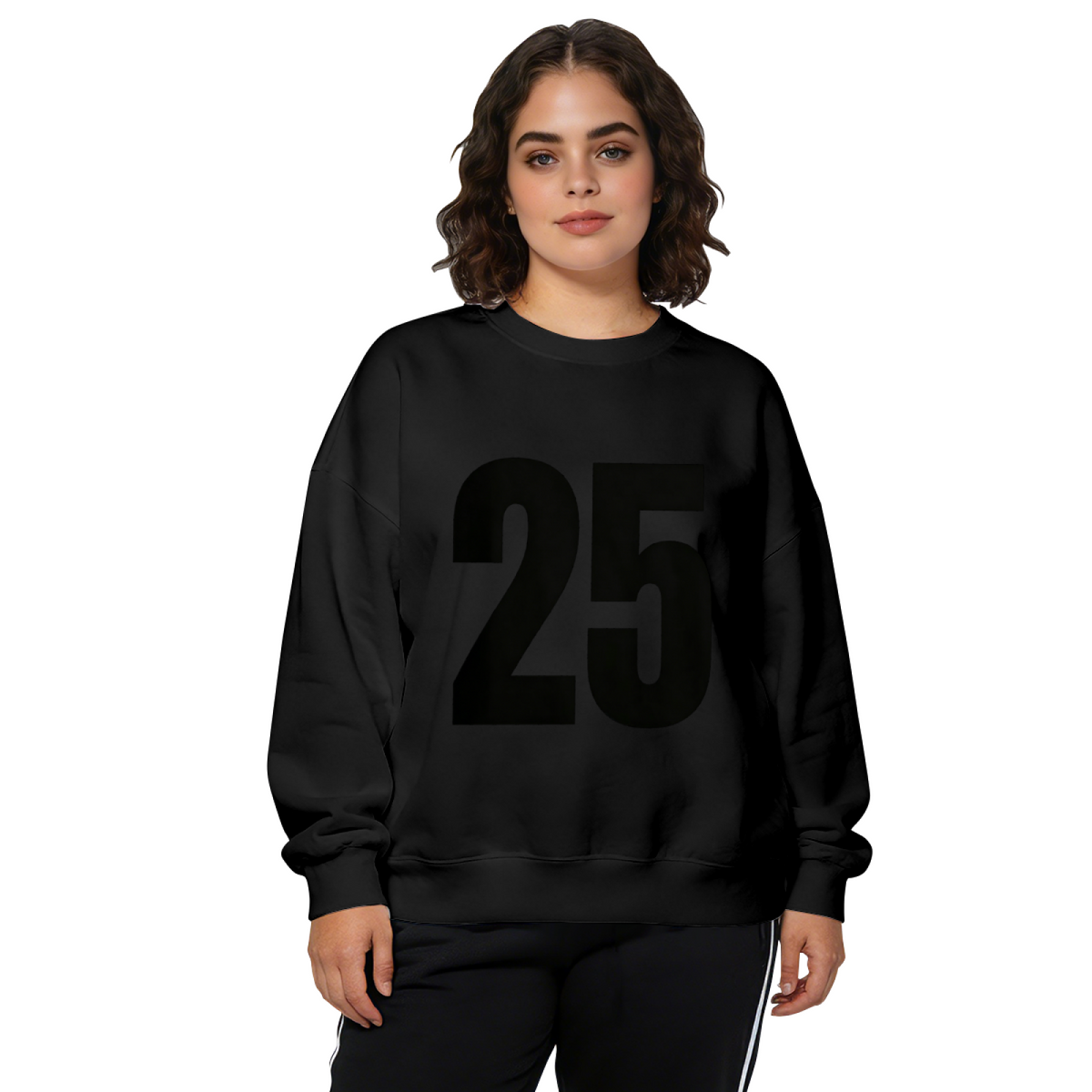 Minimal Big Number 25 Statement Crewneck Sweatshirt