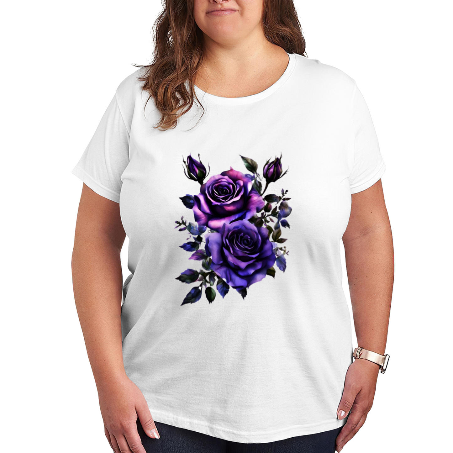 Luxe Red Rose With Golden Leaves Gothic Tee